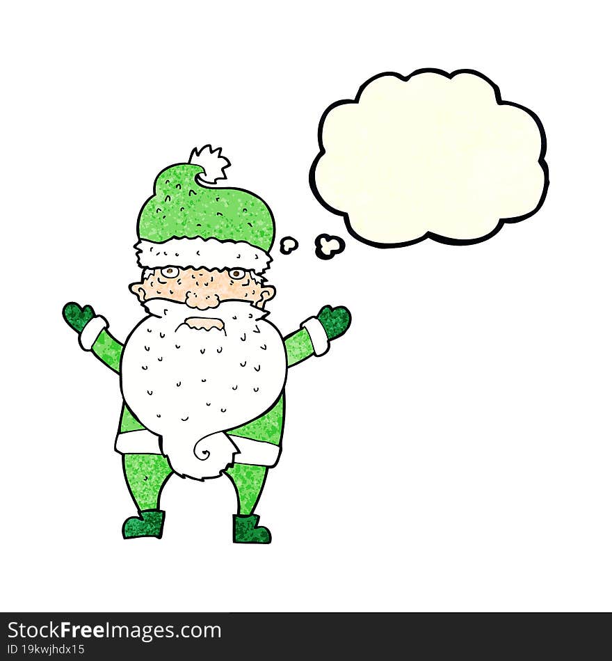 Cartoon Grumpy Santa With Thought Bubble