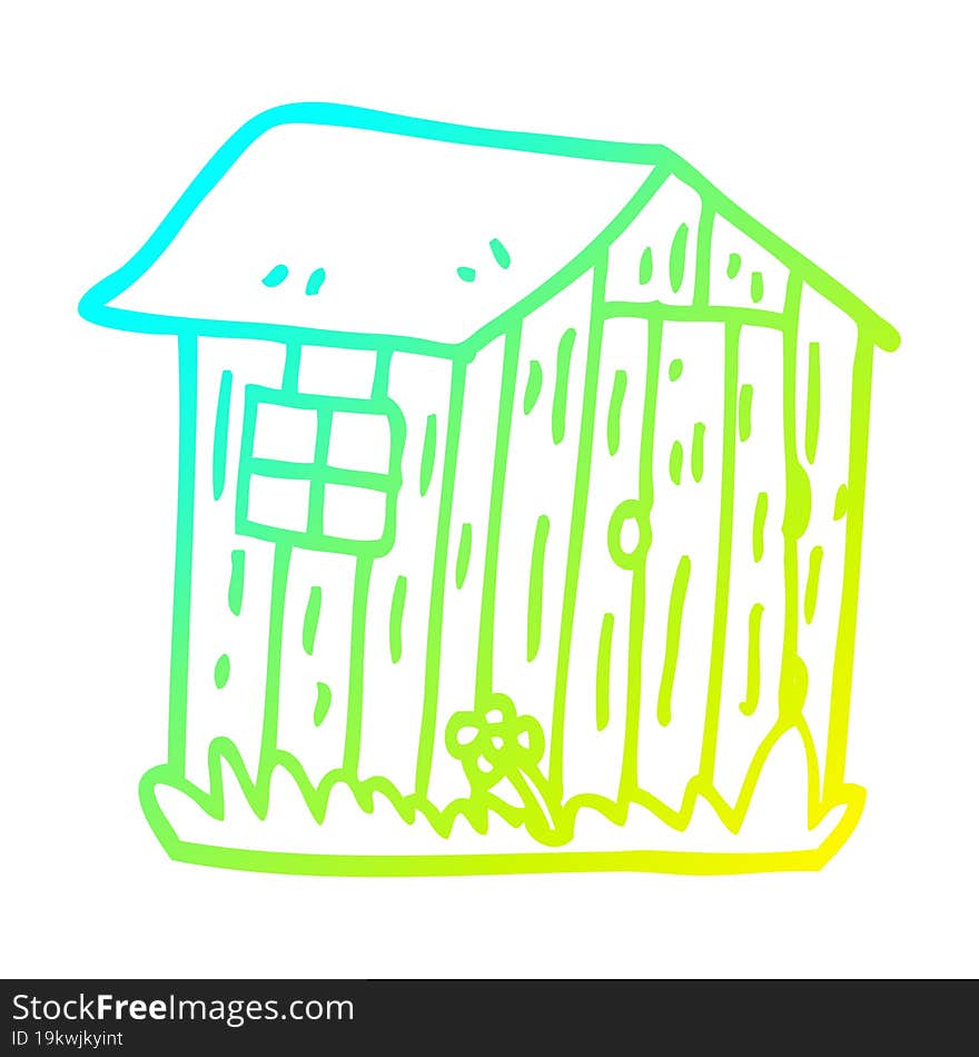 cold gradient line drawing cartoon wood shed