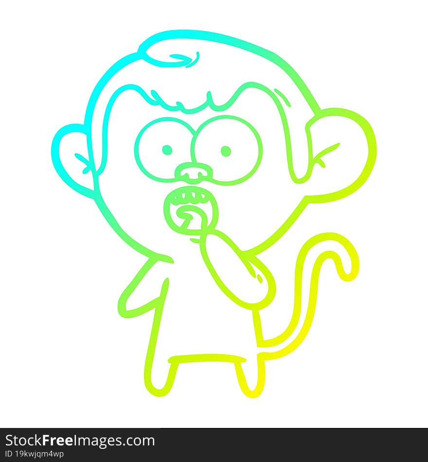 cold gradient line drawing cartoon shocked monkey