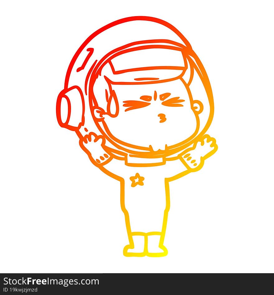 warm gradient line drawing cartoon stressed astronaut