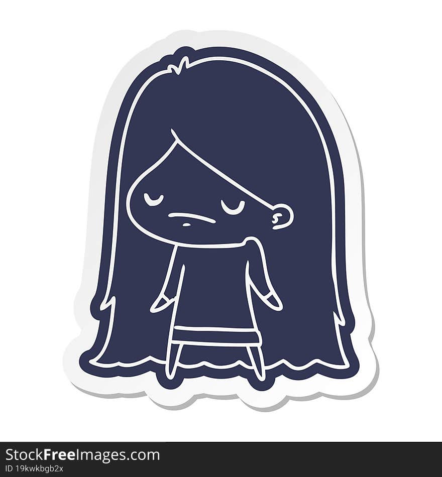 Cartoon Sticker Of A Cute Kawaii Girl