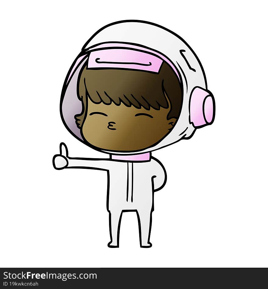 cartoon curious astronaut giving thumbs up. cartoon curious astronaut giving thumbs up