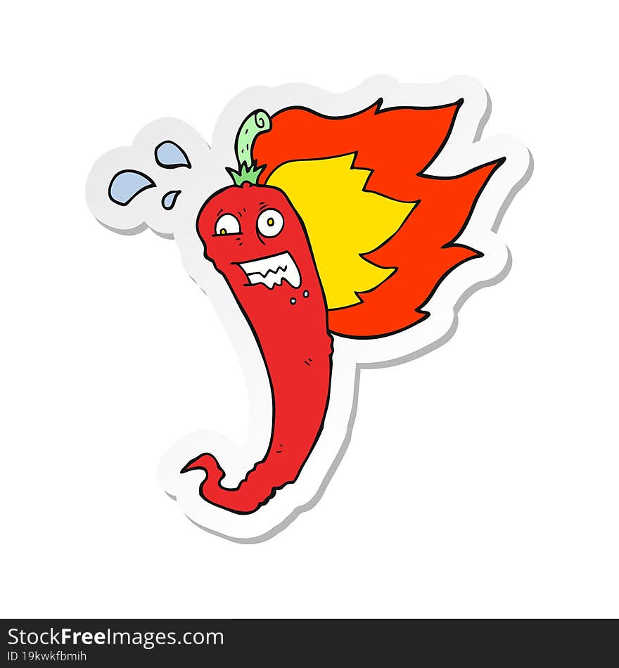 sticker of a hot chilli pepper cartoon