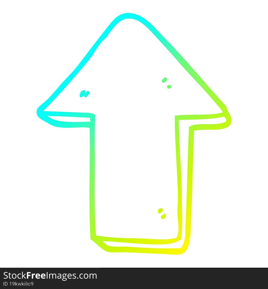 cold gradient line drawing cartoon pointing arrow