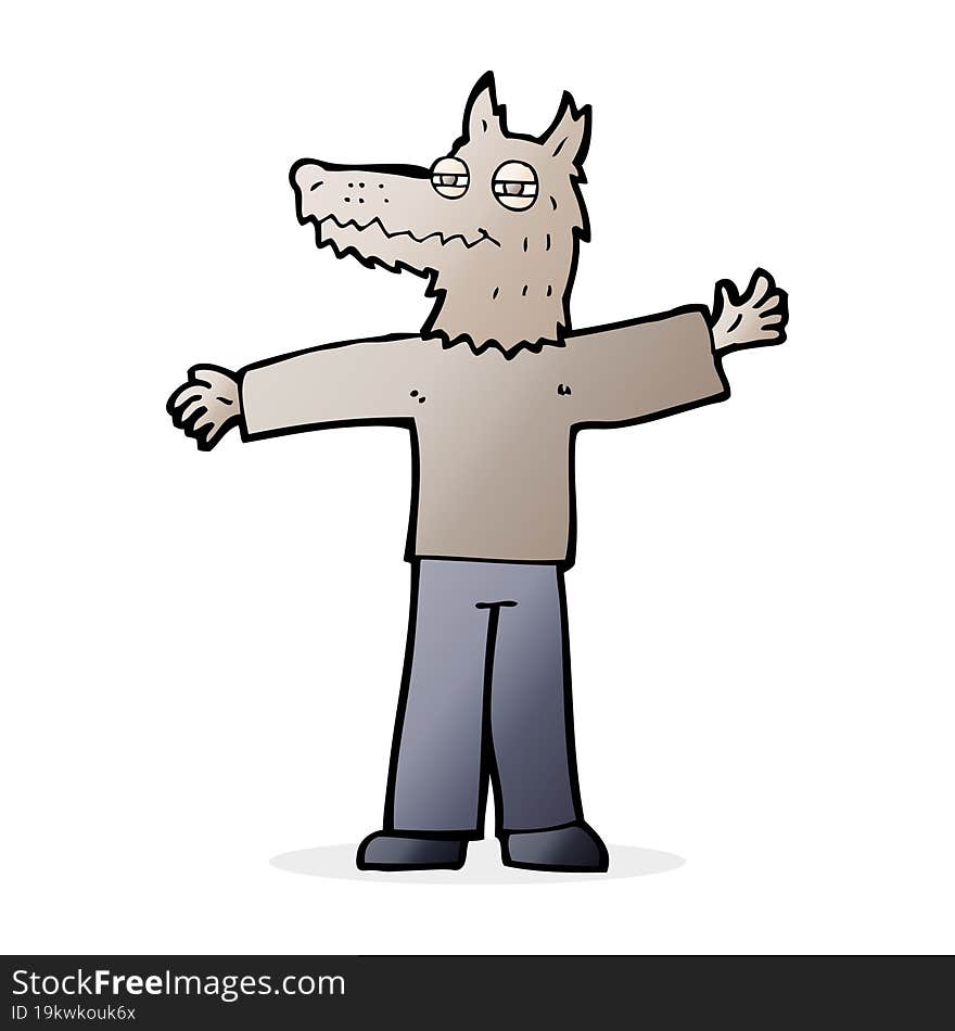 cartoon happy wolf man