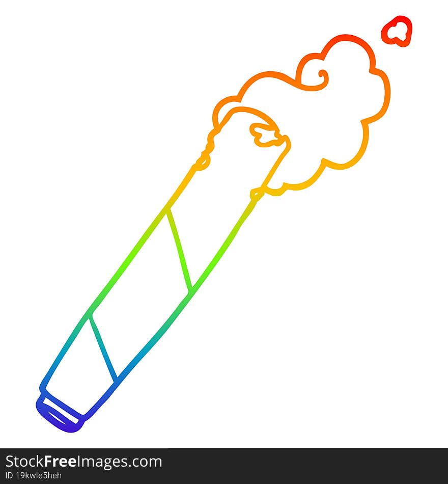 rainbow gradient line drawing cartoon rolled cigarette