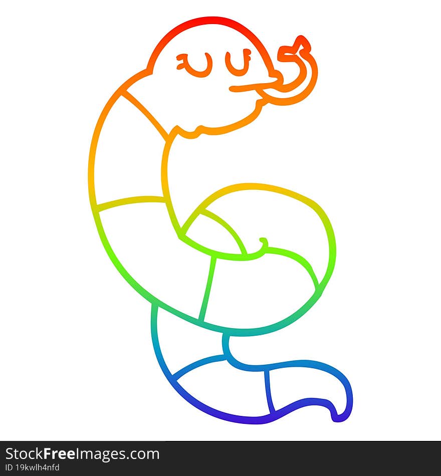 rainbow gradient line drawing of a cartoon poisonous snake