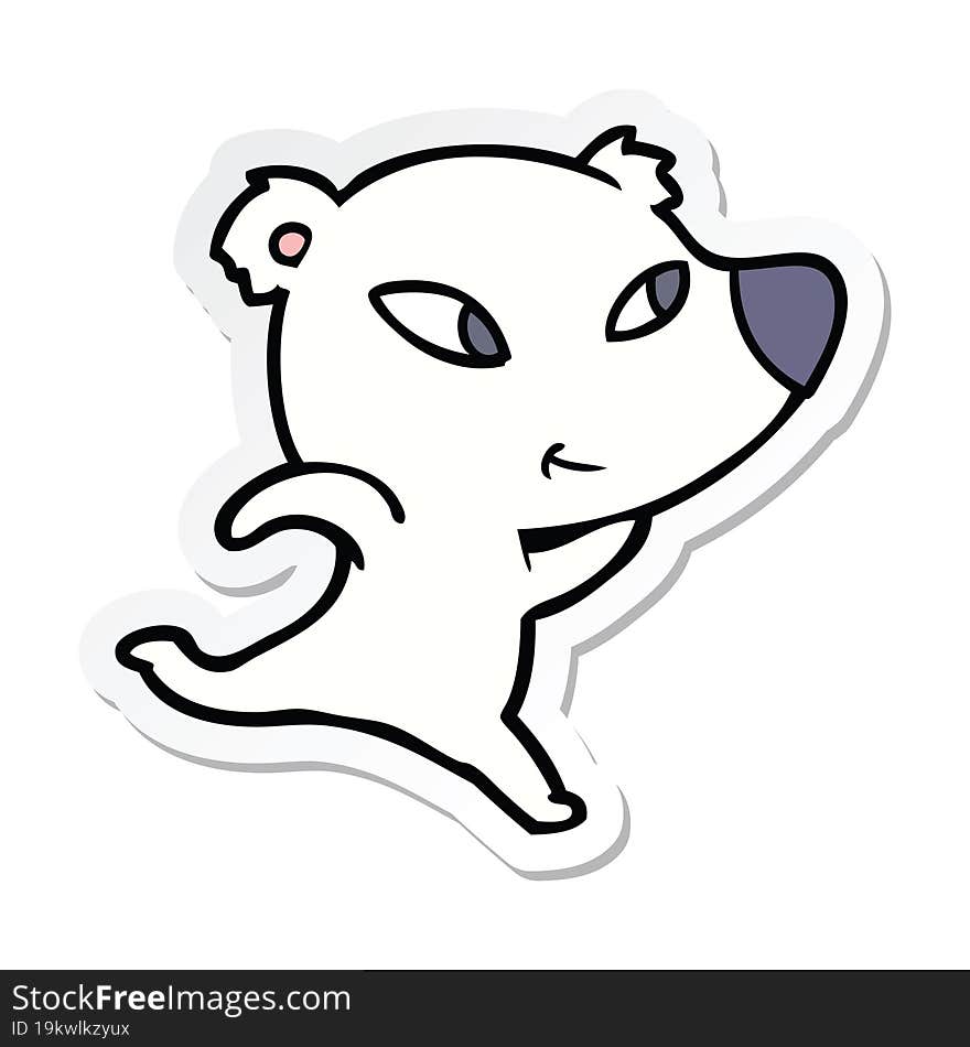 sticker of a cute cartoon polar bear