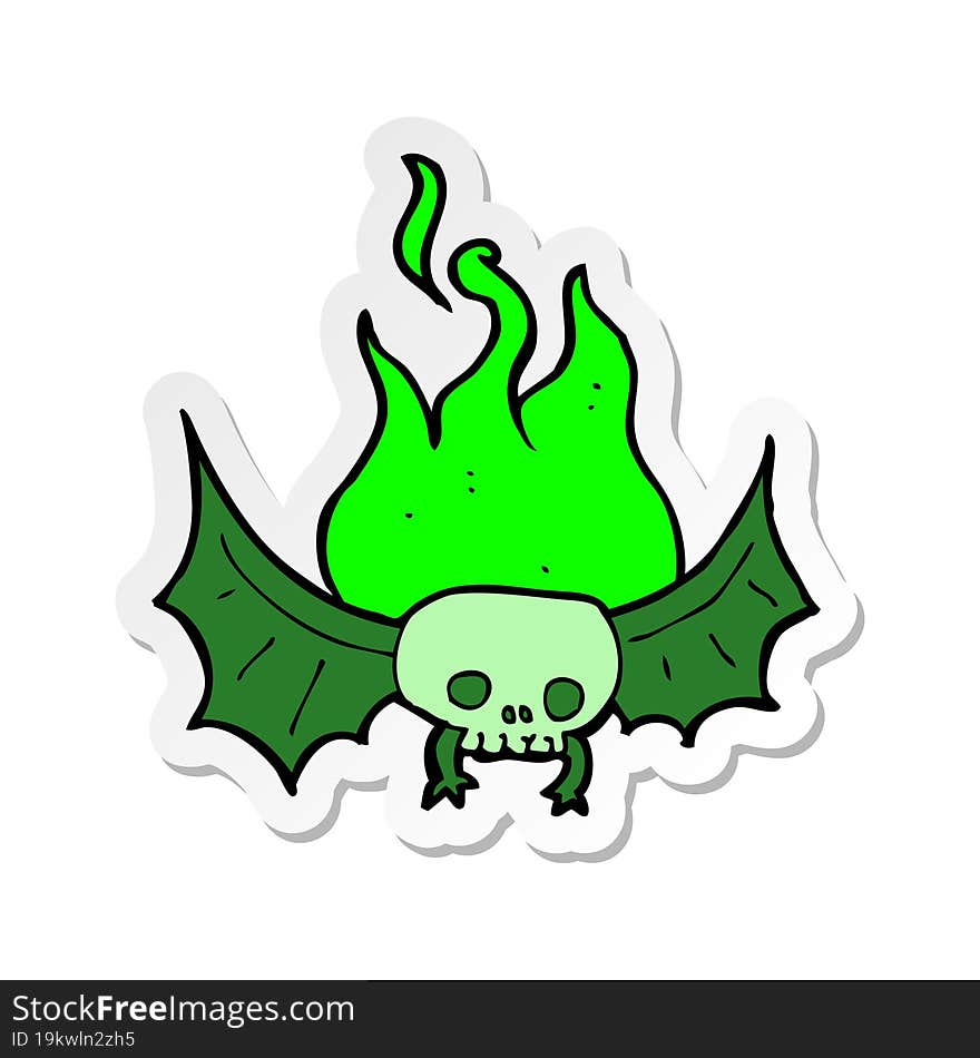 sticker of a cartoon spooky skull bat