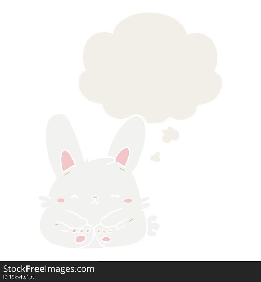 Cartoon Rabbit And Thought Bubble In Retro Style