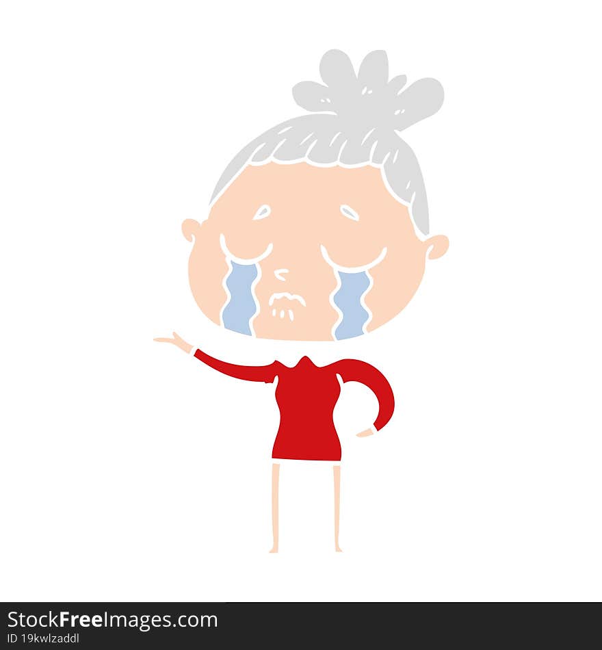 flat color style cartoon crying woman