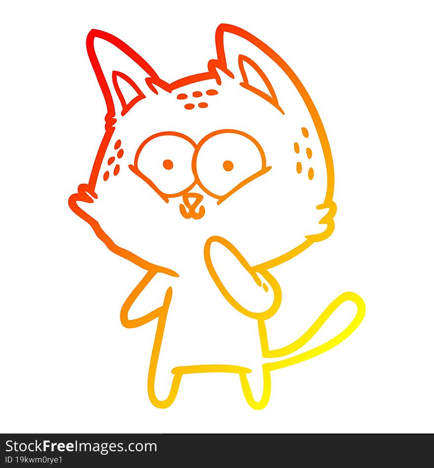 warm gradient line drawing cartoon cat considering