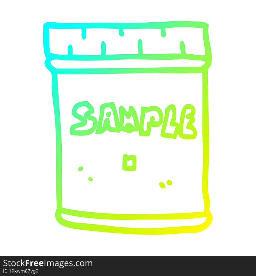 cold gradient line drawing of a cartoon medical sample jar