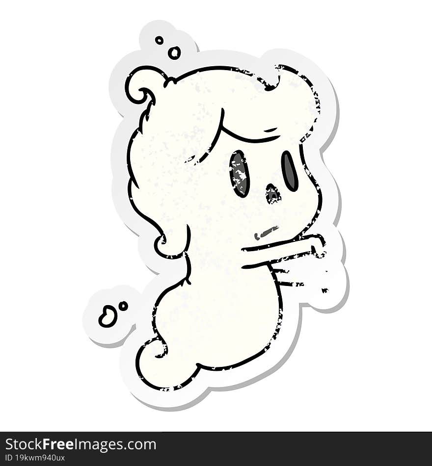 distressed sticker cartoon of a kawaii cute ghost