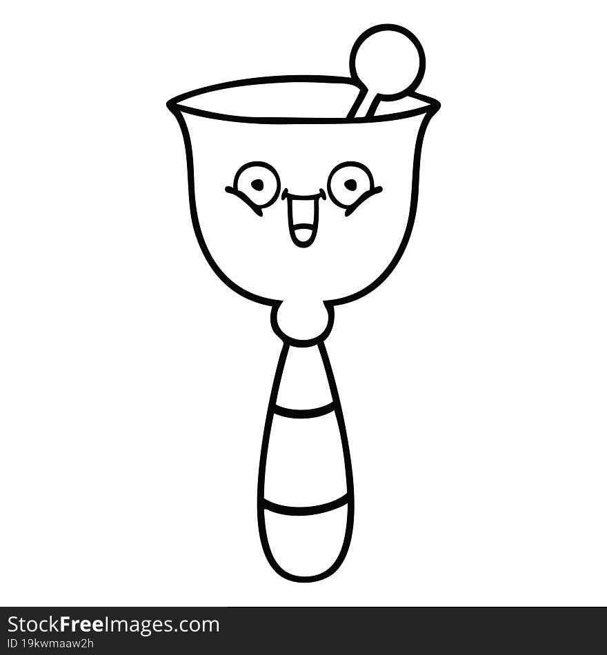 line drawing cartoon of a school bell