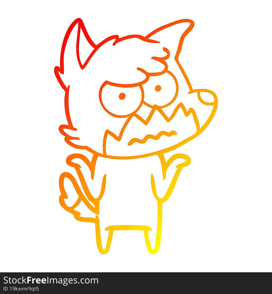 warm gradient line drawing cartoon annoyed fox