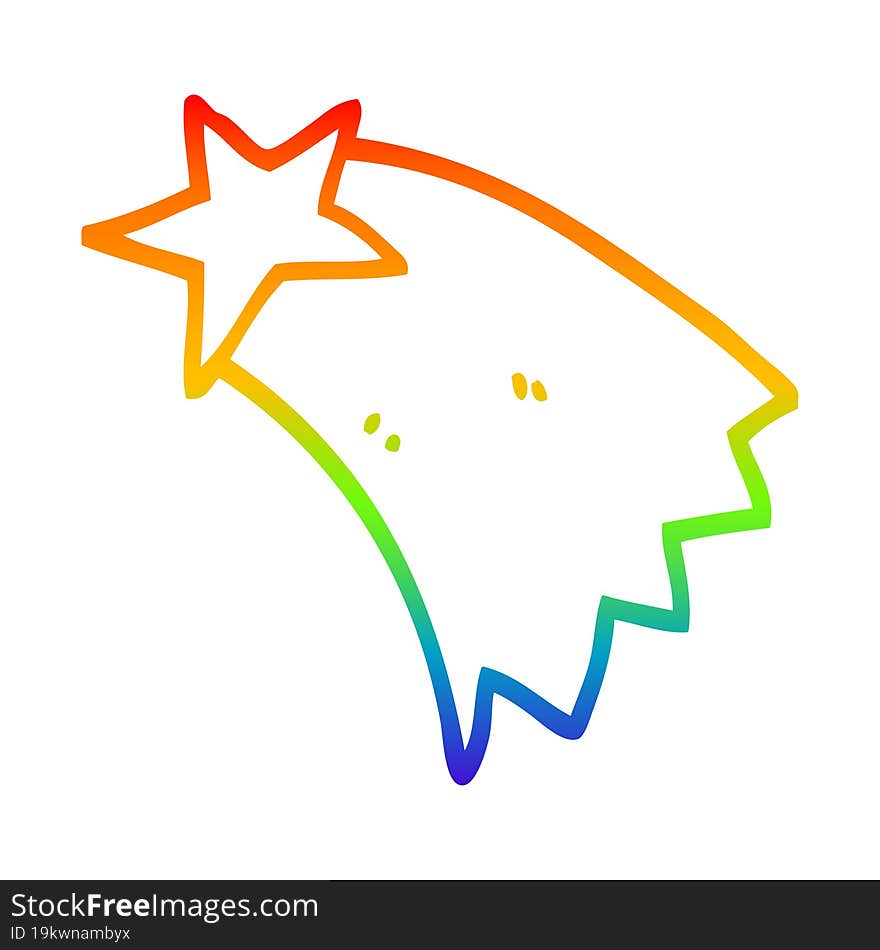 rainbow gradient line drawing cartoon shooting star