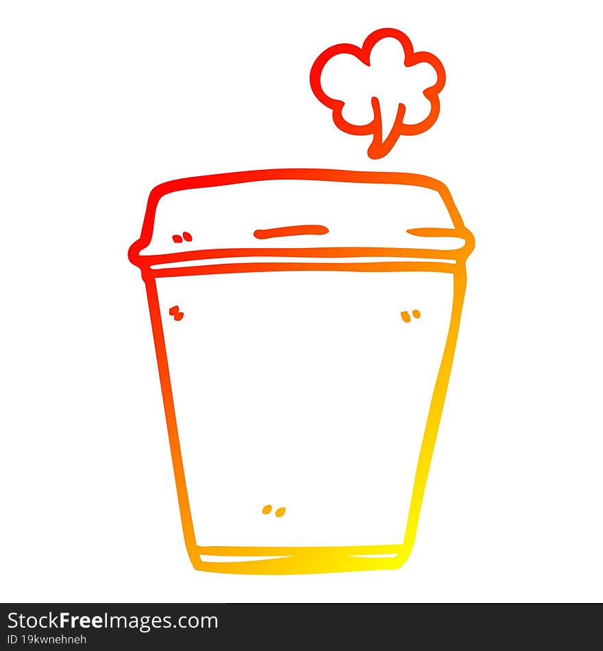 warm gradient line drawing of a cartoon coffee cup