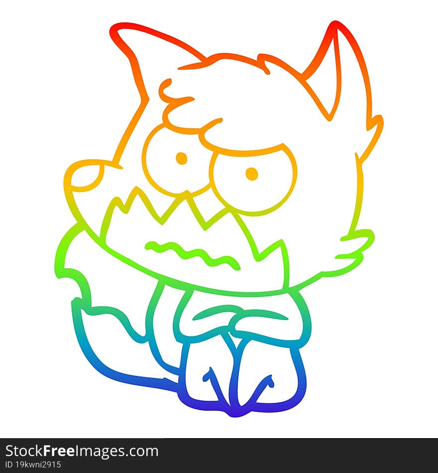 rainbow gradient line drawing cartoon annoyed fox