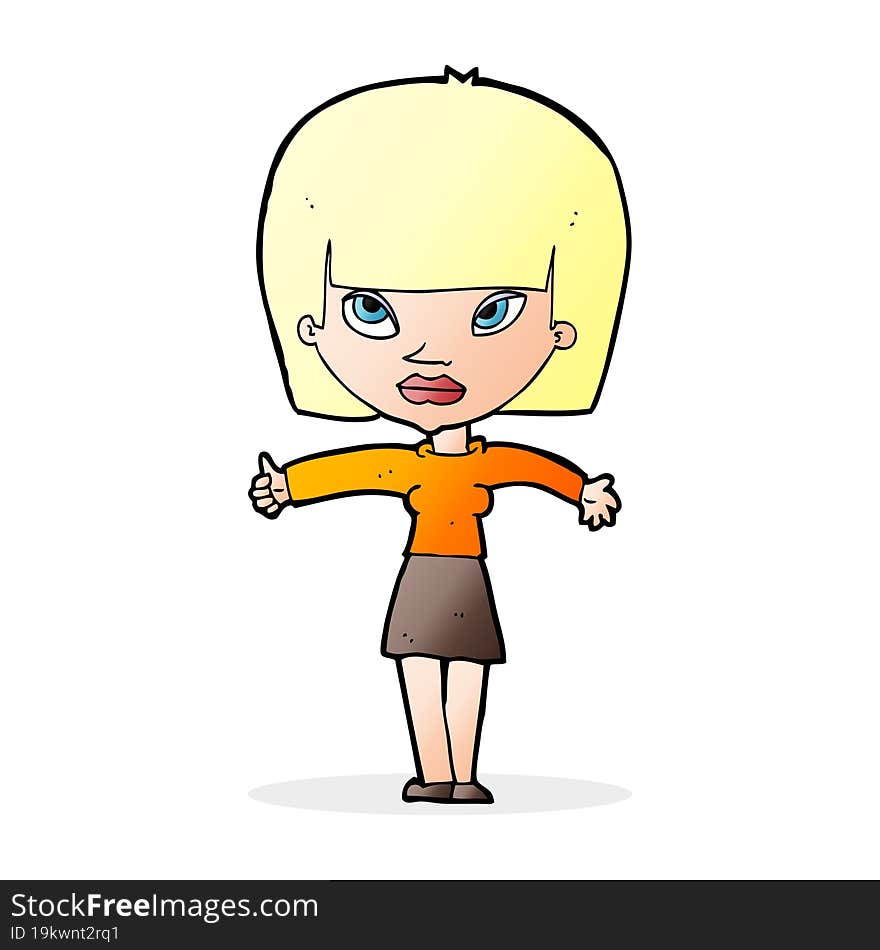 cartoon woman giving thumbs up symbol