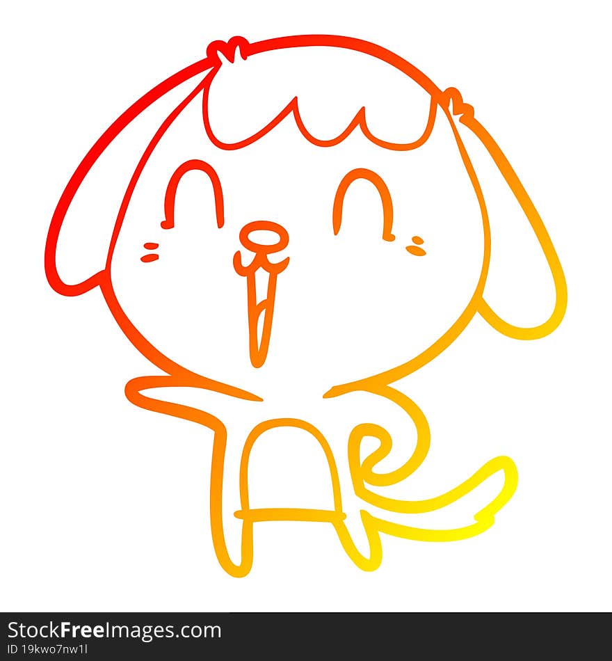 warm gradient line drawing of a cute cartoon dog