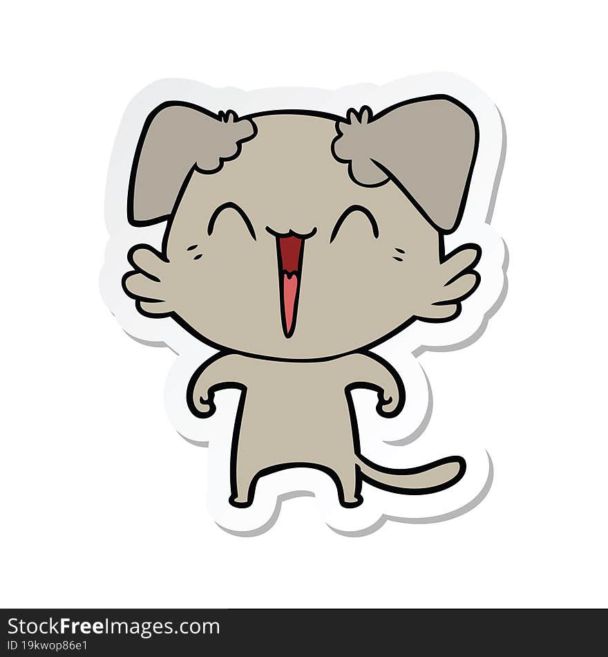 sticker of a happy little dog cartoon