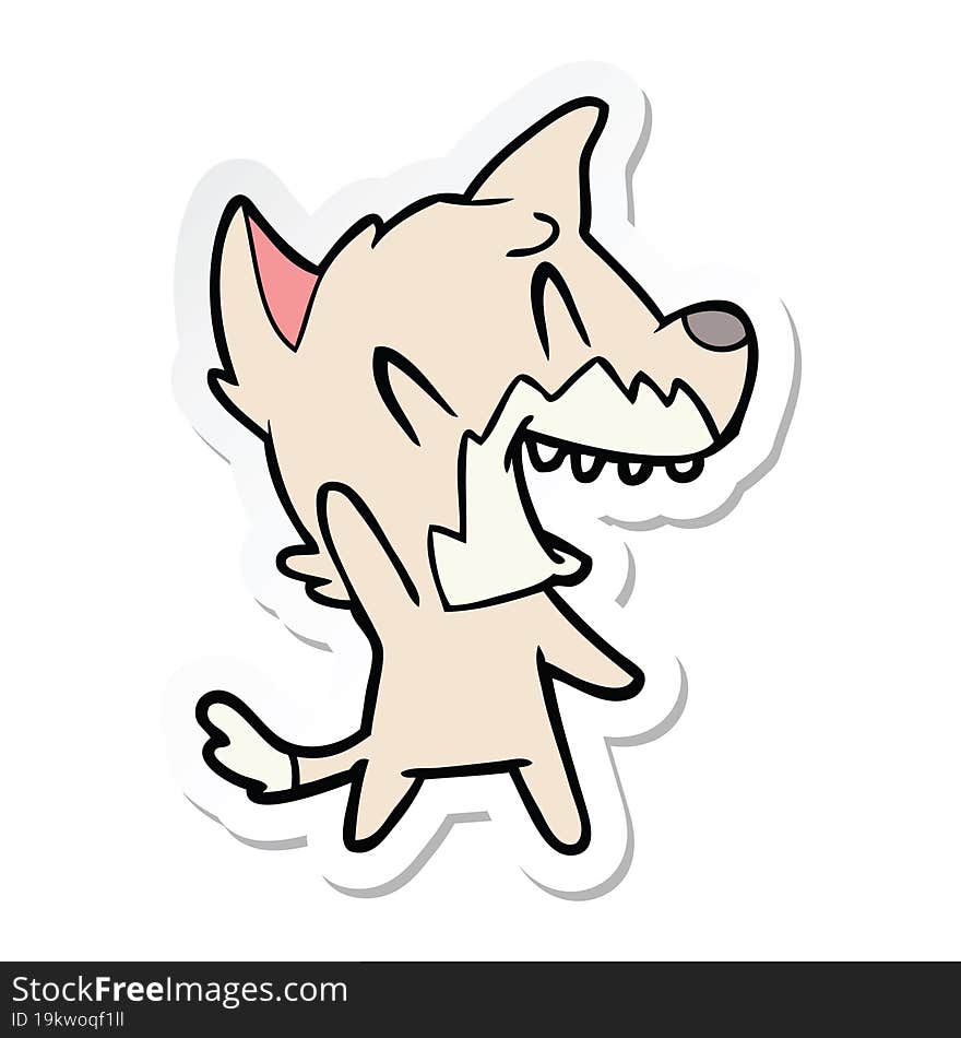 sticker of a laughing fox cartoon