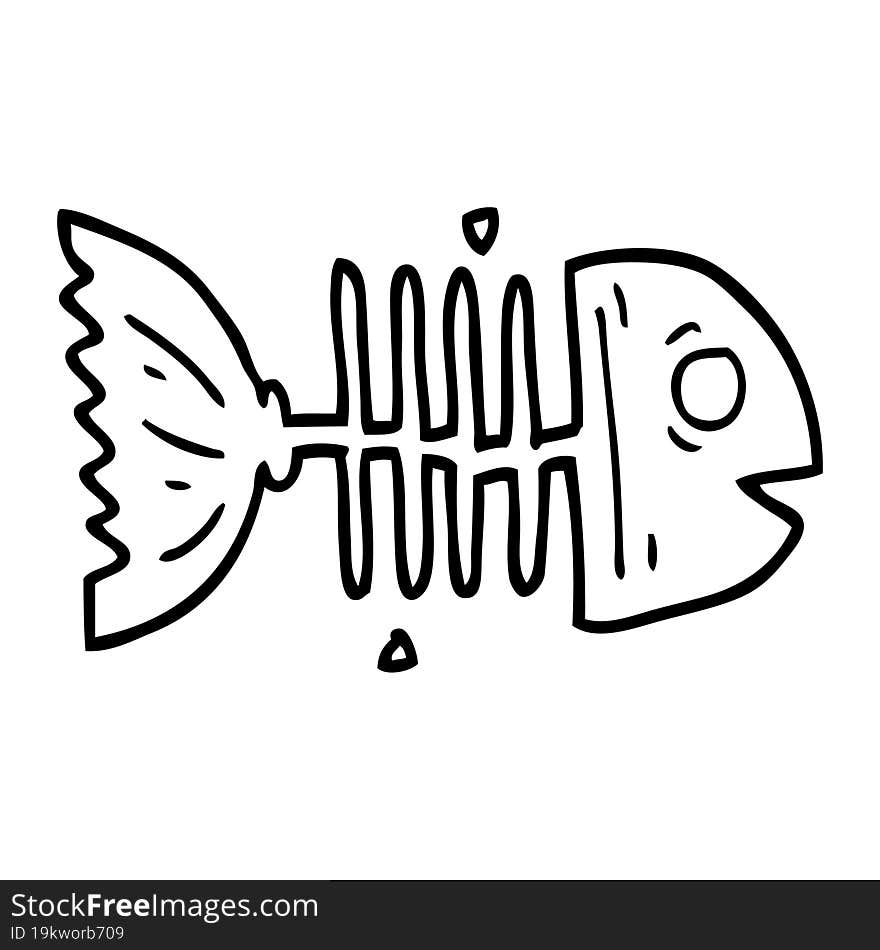 line drawing cartoon fish bones