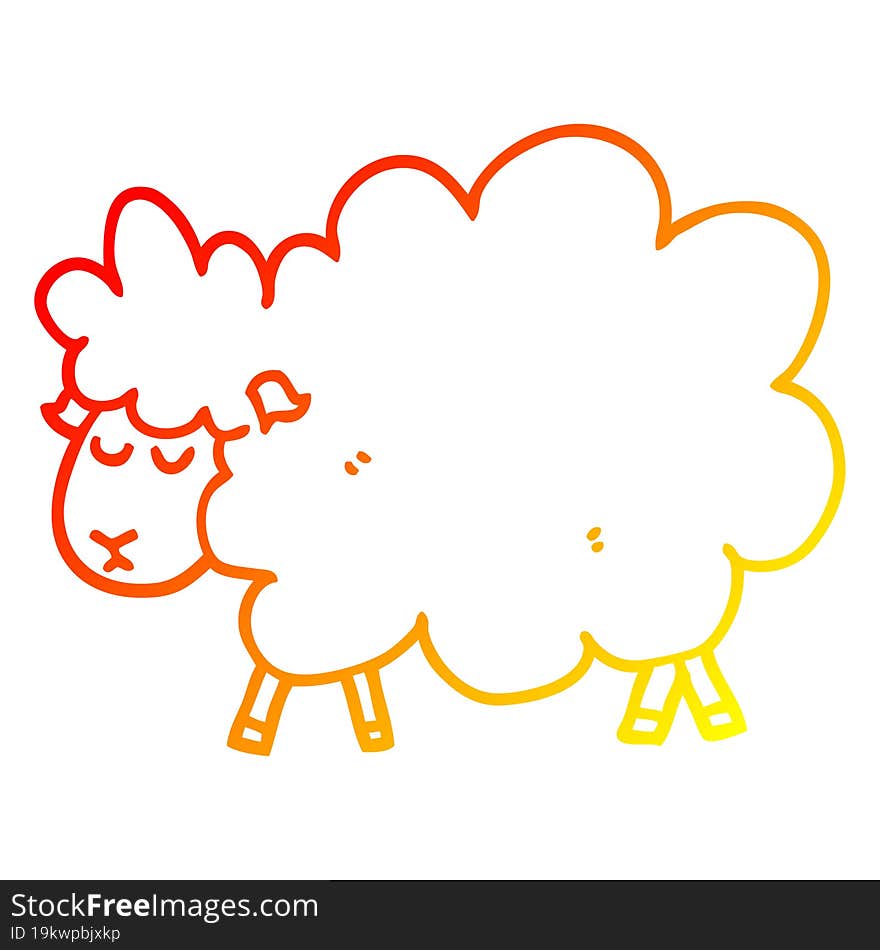 warm gradient line drawing of a cartoon sheep