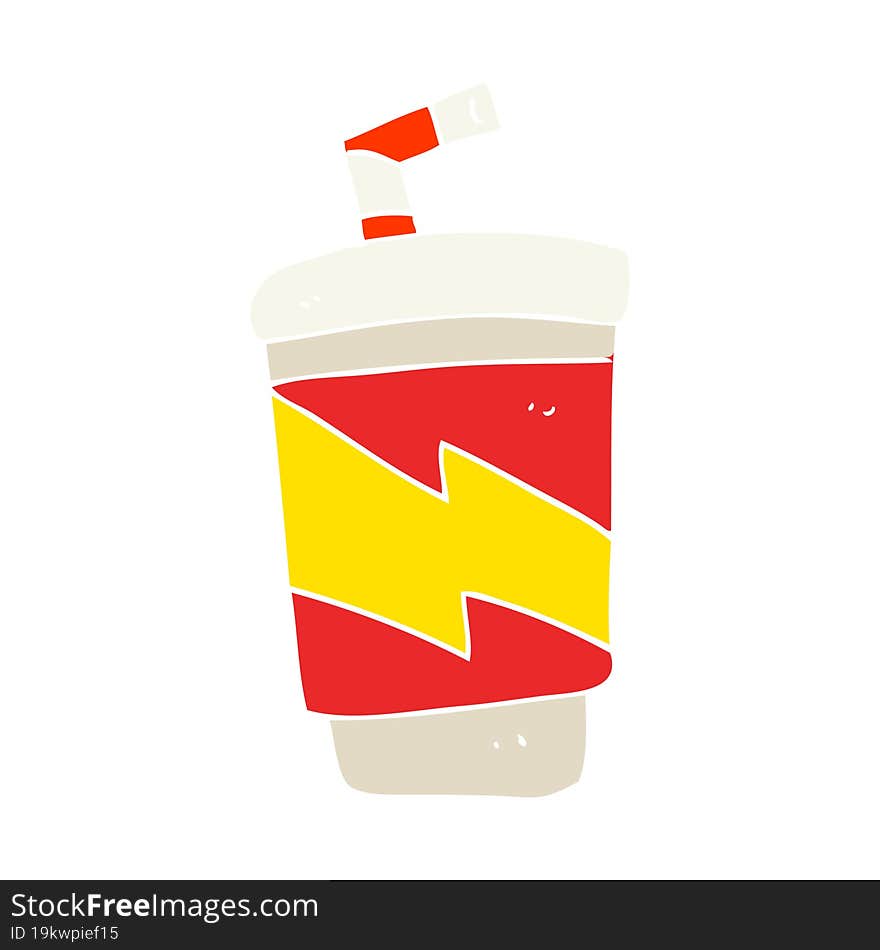 flat color illustration of a cartoon soda drink