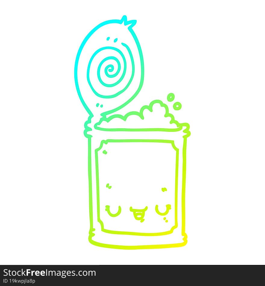 cold gradient line drawing of a cartoon canned food