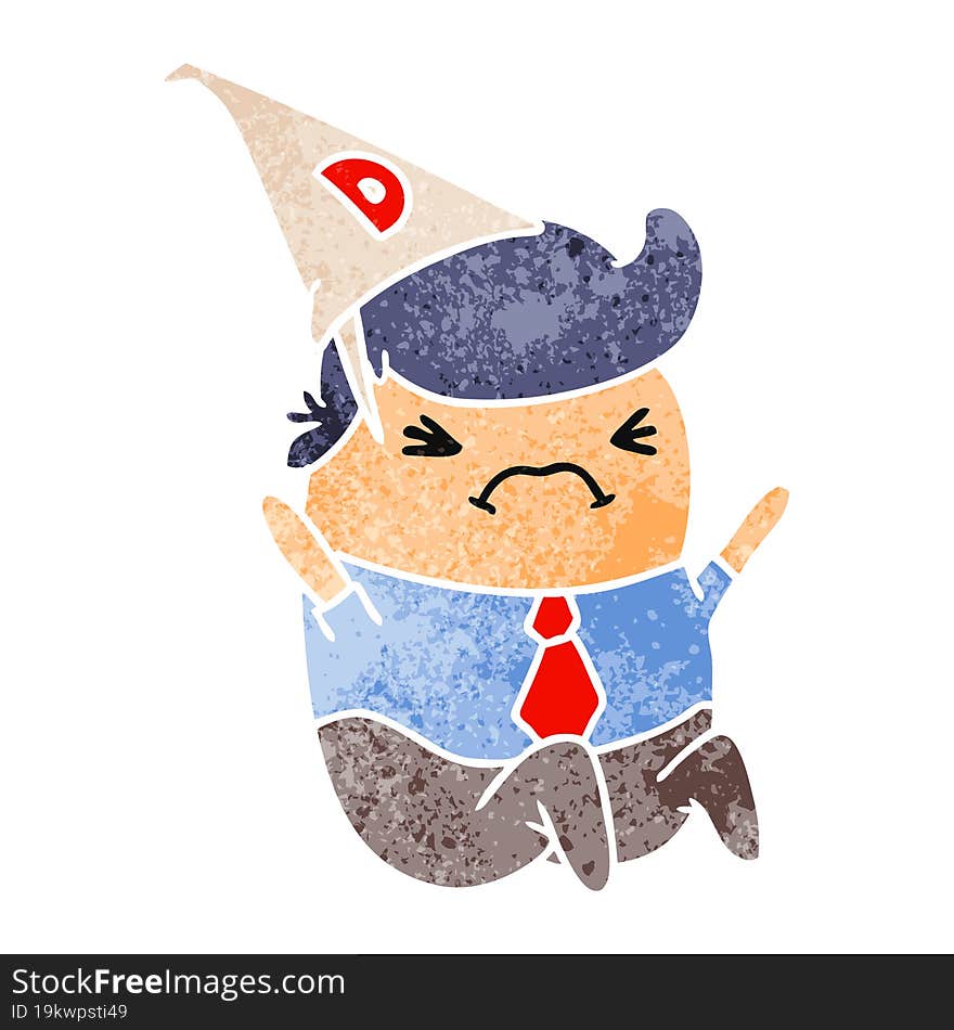 retro cartoon kawaii man in dunce hat