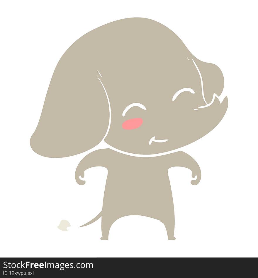 Cute Flat Color Style Cartoon Elephant