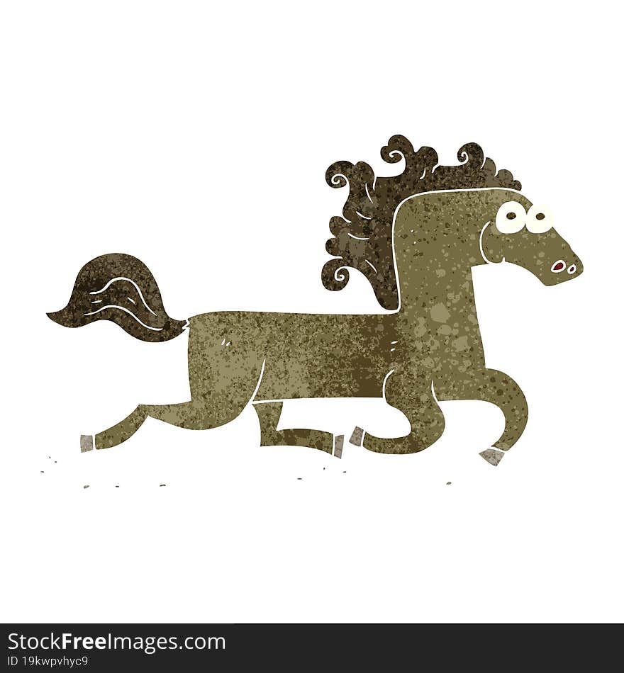 Retro Cartoon Running Horse