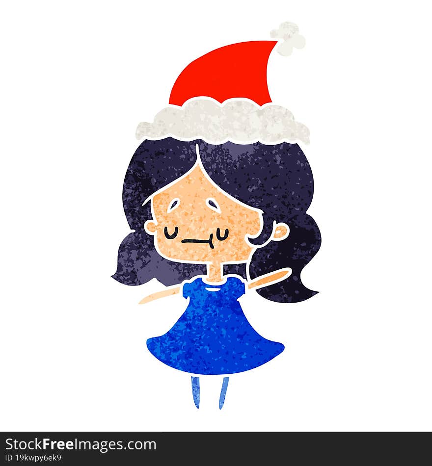 christmas retro cartoon of kawaii girl