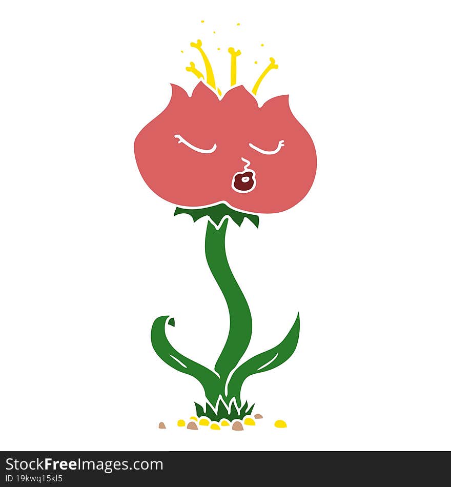 cute flat color style cartoon flower