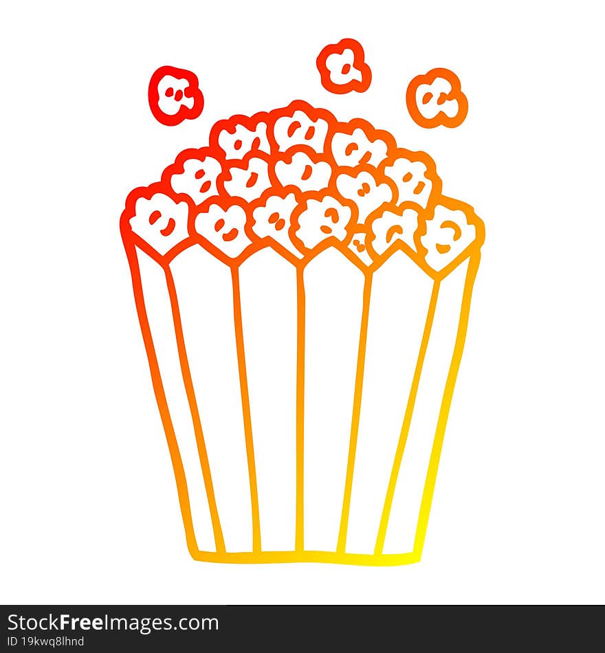 warm gradient line drawing cartoon popcorn