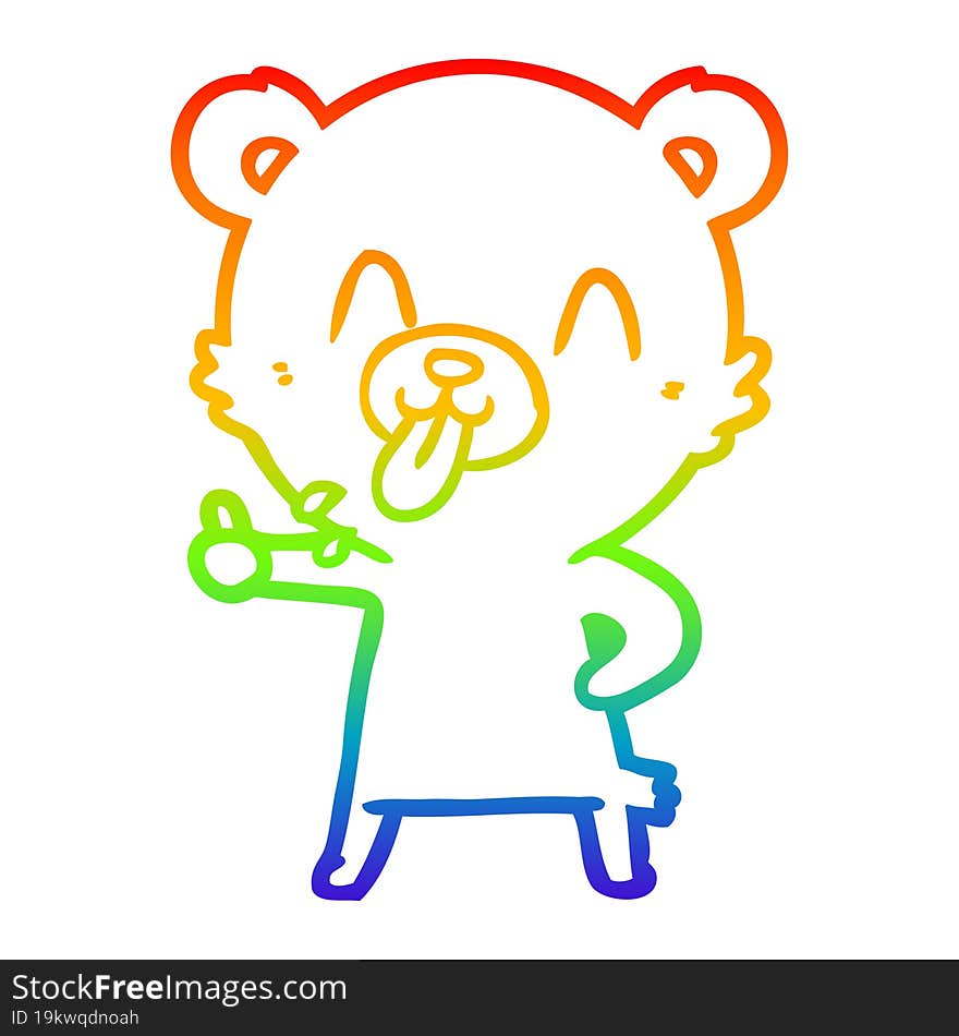 rainbow gradient line drawing rude cartoon bear