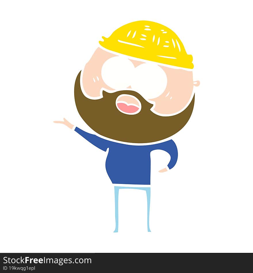 flat color style cartoon surprised bearded man