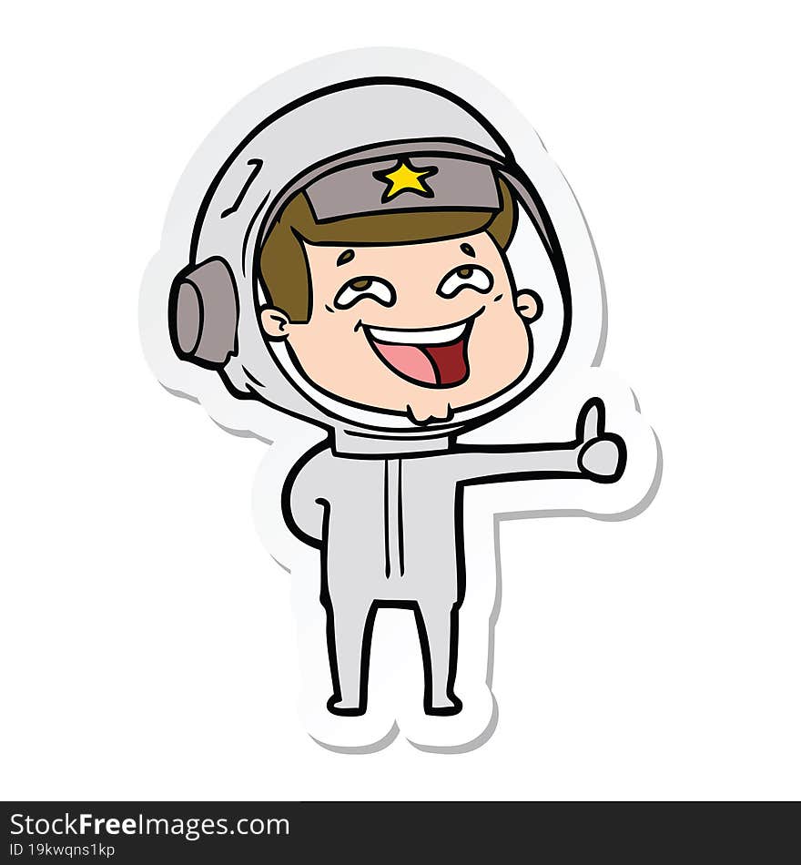 sticker of a cartoon laughing astronaut