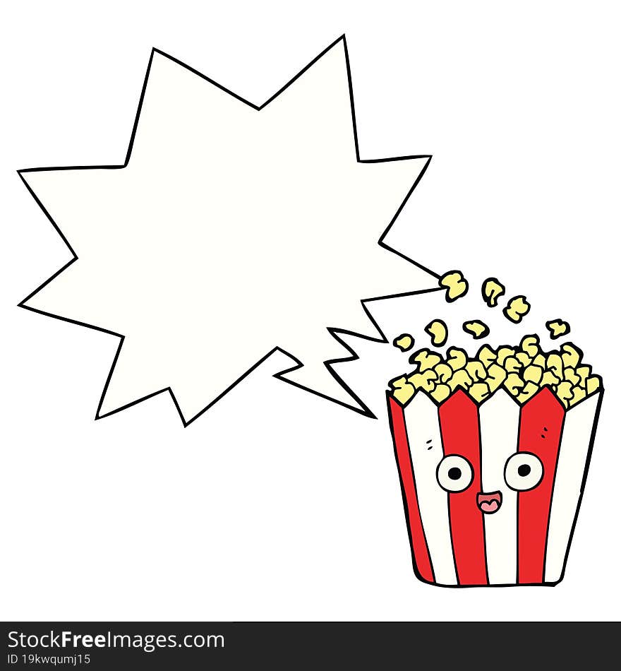 cartoon popcorn and speech bubble