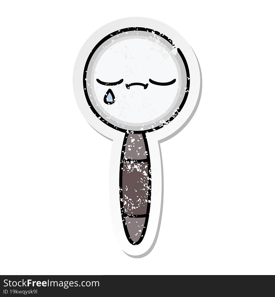 Distressed Sticker Of A Cute Cartoon Magnifying Glass