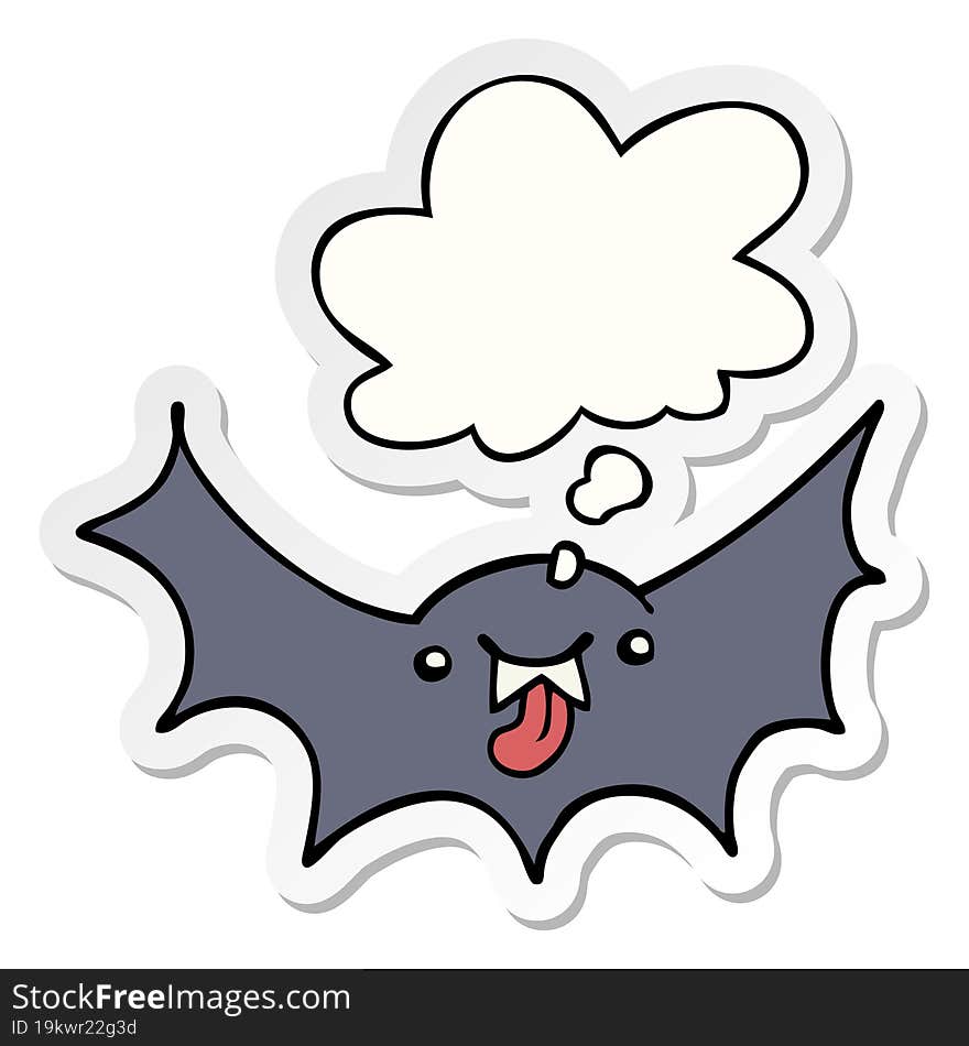 cartoon vampire bat and thought bubble as a printed sticker