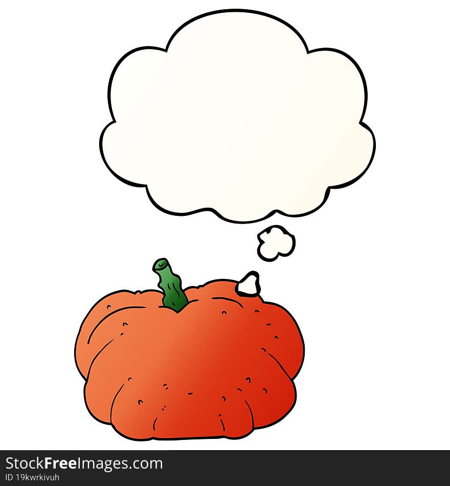 Cartoon Pumpkin And Thought Bubble In Smooth Gradient Style