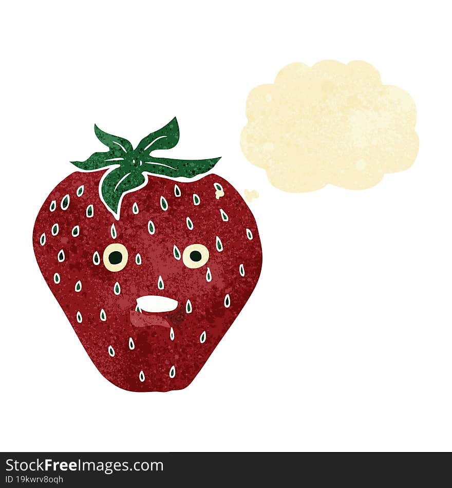 Cartoon Strawberry With Thought Bubble