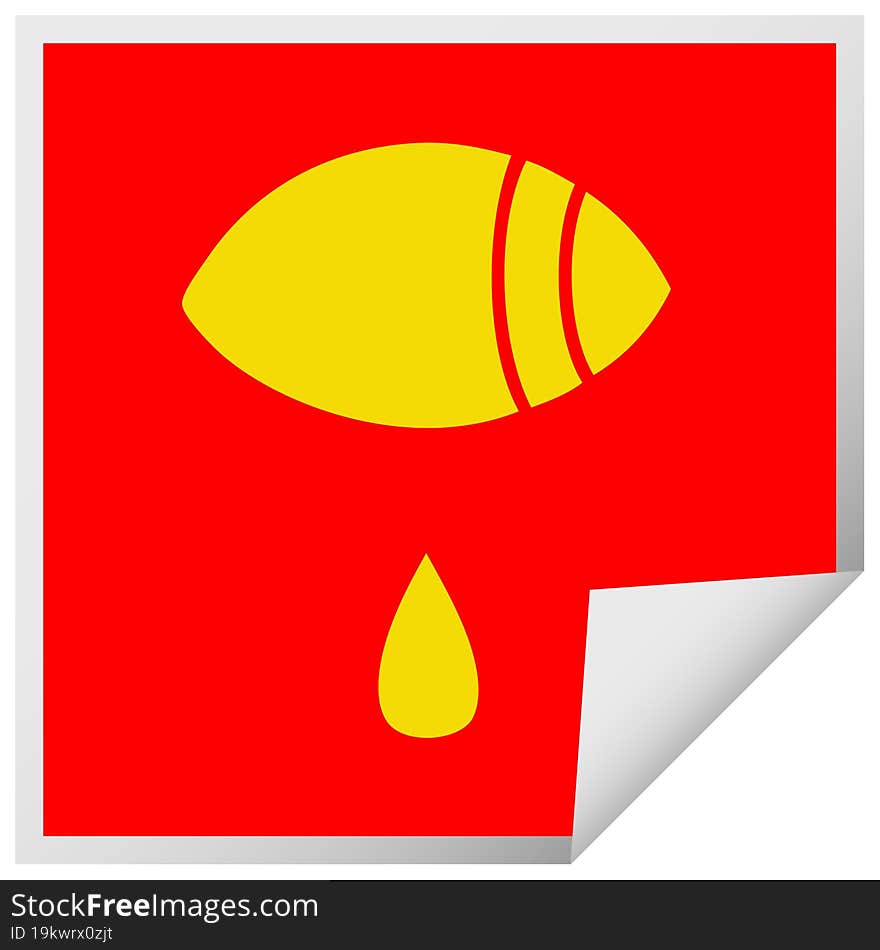 square peeling sticker cartoon crying eye looking to one side