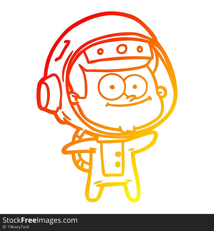 warm gradient line drawing of a happy astronaut cartoon