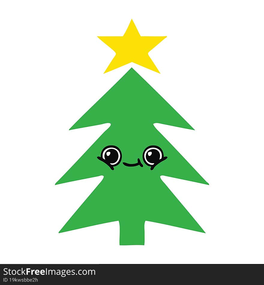 flat color retro cartoon of a christmas tree