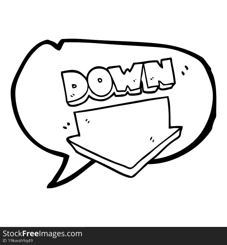 Speech Bubble Cartoon Down Arrow Symbol