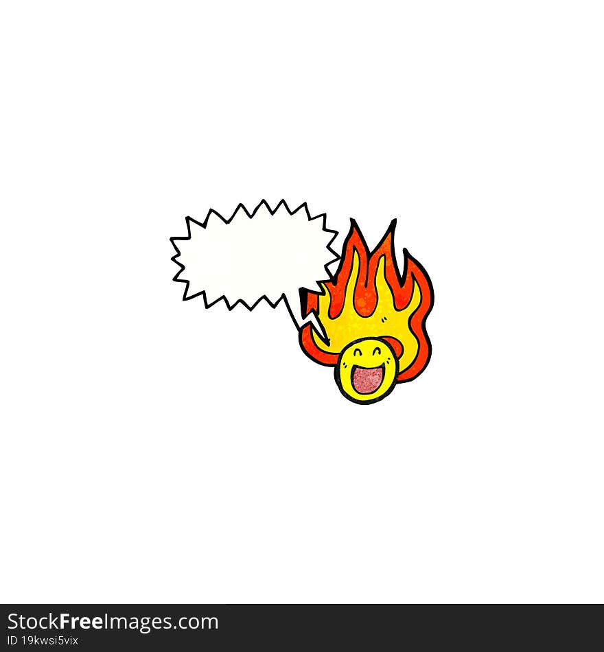 Cartoon Flaming Emoticon Face